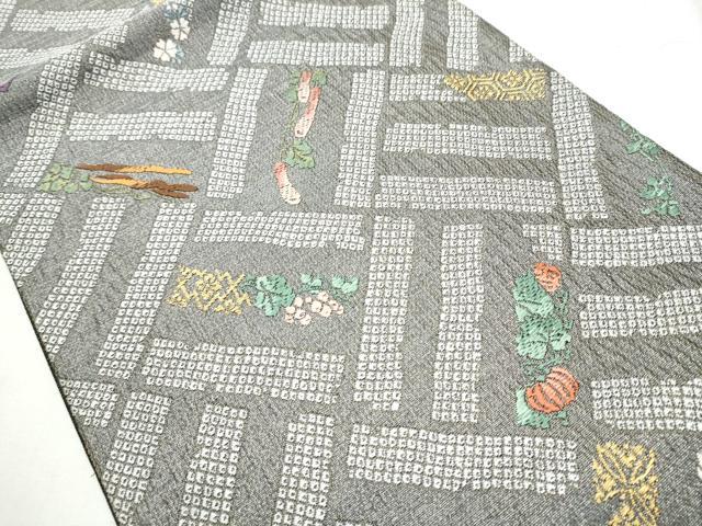 平和屋着物●六通柄袋帯 唐織 成物 金糸 正絹 逸品 CABC5510hy