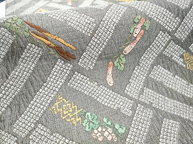 平和屋着物●六通柄袋帯 唐織 成物 金糸 正絹 逸品 CABC5510hy