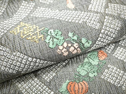 平和屋着物●六通柄袋帯 唐織 成物 金糸 正絹 逸品 CABC5510hy