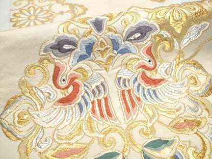 平和屋着物●六通柄袋帯 花鳥唐草文 金銀糸 正絹 逸品 CABC5514hy