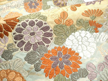 平和屋着物●西陣 橋本テル織物謹製 六通柄袋帯 唐織 草花文 金糸 証紙付き 正絹 逸品 CABC5515hy