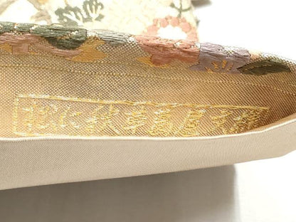 平和屋着物●六通柄袋帯 唐織 松に秋草葛屋文様 金糸 正絹 逸品 CABC5520hy