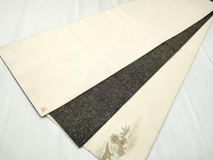 平和屋着物●両面　太鼓柄袋帯　作家物　綴れ　宝船　金彩　正絹　逸品　CABC5526hy