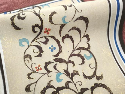 平和屋着物●太鼓柄袋帯 花唐草文 金彩 正絹 逸品 CABC5527hy