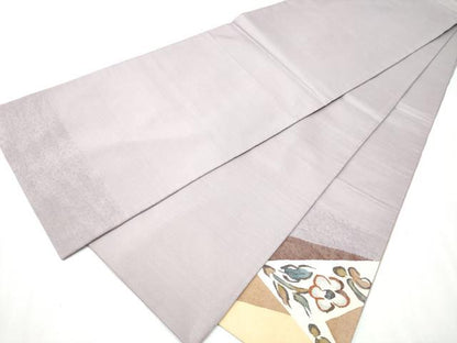 平和屋着物●太鼓柄袋帯 作家物 すくい織 草花文 銀糸 正絹 逸品 CABC5532hy