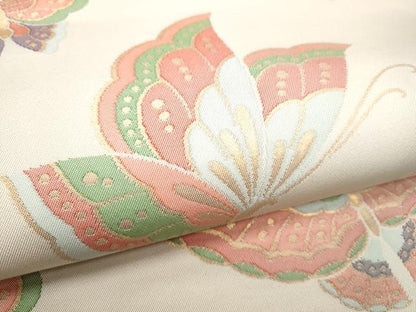 平和屋着物●全通柄 本袋帯 舞蝶文 金糸 正絹 逸品 CABC5534hy