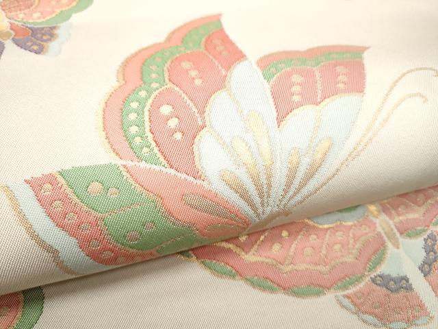 平和屋着物●全通柄 本袋帯 舞蝶文 金糸 正絹 逸品 CABC5534hy