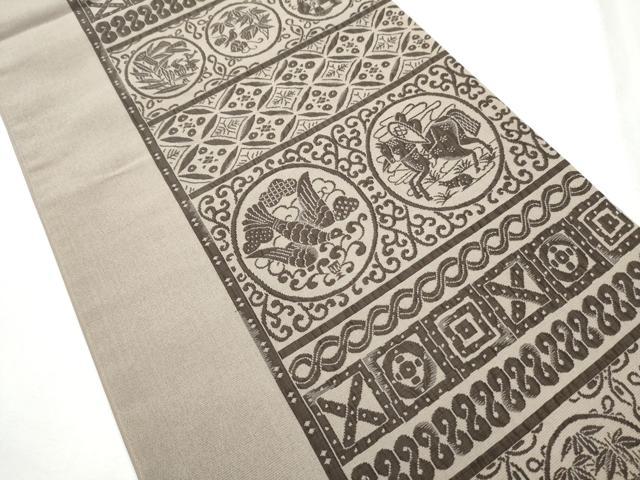 平和屋着物●全通柄袋帯 鳥獣花文 鈴乃屋扱い 正絹 逸品 CABC5535hy