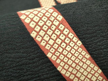 平和屋着物●六通柄袋帯 立涌文 黒地 正絹 逸品 CABC5538hy