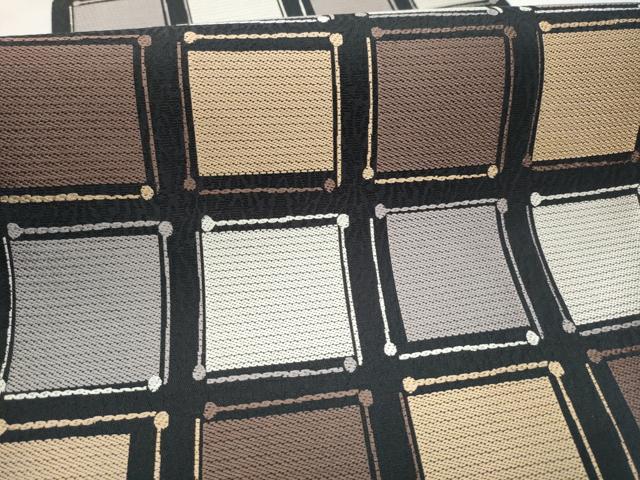 平和屋着物●六通柄袋帯 市松文 正絹 逸品 CABC5539hy