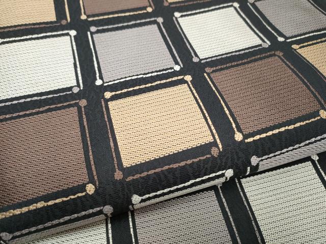 平和屋着物●六通柄袋帯 市松文 正絹 逸品 CABC5539hy