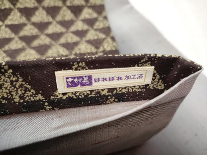 平和屋着物●両面 全通柄袋帯 紬地 鱗文様 金糸 さが美扱い 正絹 逸品 CABC5543hy