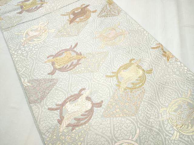 平和屋着物●六通柄袋帯 唐織 吉祥文様 宝雲立涌雪の丸 金糸 正絹 逸品 CABC5544hy