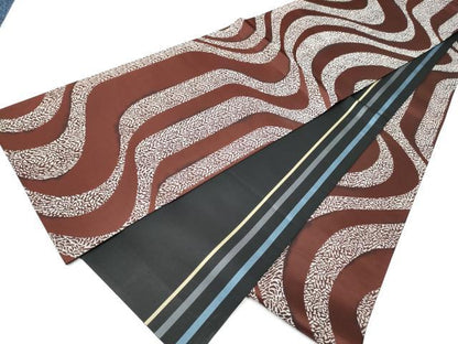平和屋着物●両面 全通柄袋帯 流水文 正絹 逸品 CABC5547hy