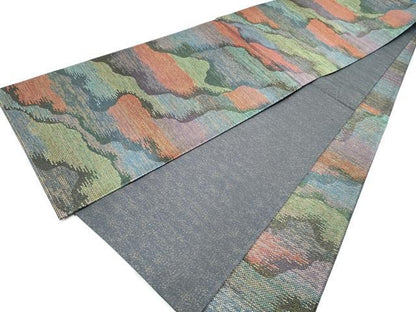 平和屋着物●六通柄袋帯 霞文 正絹 逸品 CABC5550hy