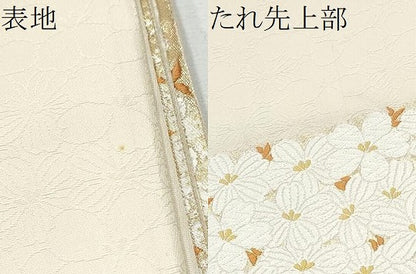 平和屋着物●六通柄袋帯 唐織 色紙重ね舞桜文 金糸 正絹 逸品 CABC5551hy