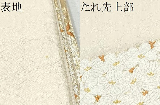 平和屋着物●六通柄袋帯 唐織 色紙重ね舞桜文 金糸 正絹 逸品 CABC5551hy
