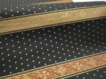 平和屋着物●六通柄袋帯 横段花文 黒地 金糸 正絹 逸品 CABC5556hy