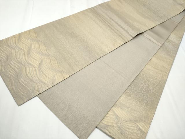 平和屋着物●太鼓柄袋帯 よろけ縞 金糸 正絹 逸品 CABC5557hy