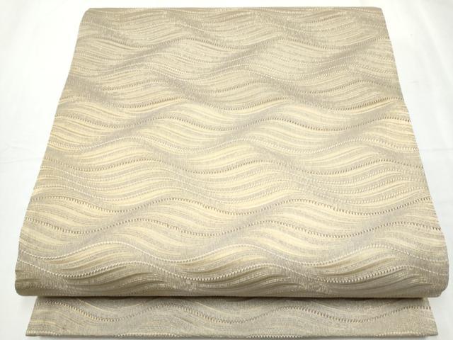 平和屋着物●太鼓柄袋帯 よろけ縞 金糸 正絹 逸品 CABC5557hy