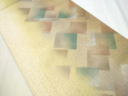 平和屋着物●両面 六通柄袋帯 作家物 色紙重ね文 銀糸 正絹 逸品 CABC5559hy