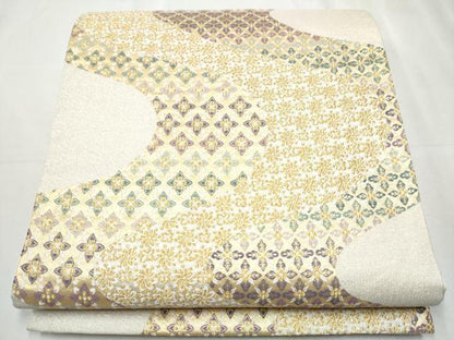 平和屋着物●六通柄袋帯 道長花文 金糸 正絹 逸品 CABC5561hy