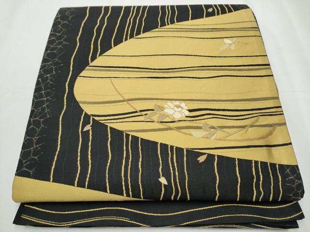 平和屋着物●六通柄袋帯 紹巴 枝花文 正絹 逸品 CABC5562hy