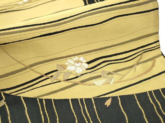 平和屋着物●六通柄袋帯 紹巴 枝花文 正絹 逸品 CABC5562hy