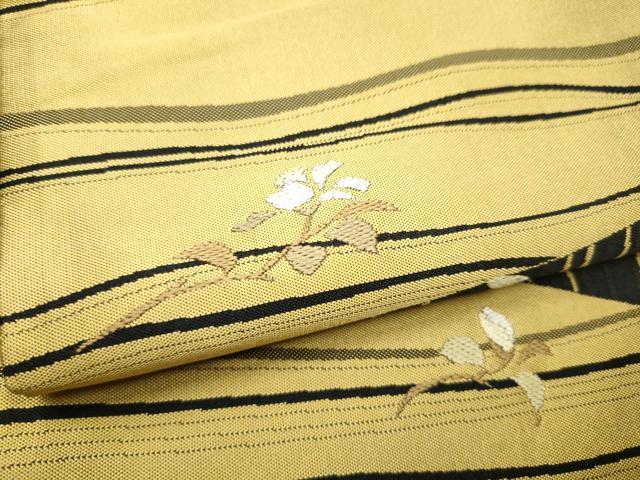 平和屋着物●六通柄袋帯 紹巴 枝花文 正絹 逸品 CABC5562hy