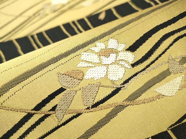 平和屋着物●六通柄袋帯 紹巴 枝花文 正絹 逸品 CABC5562hy