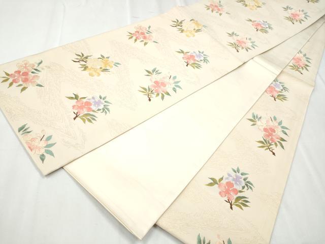 平和屋着物●全通柄袋帯 唐織 枝花文 正絹 逸品 CABC5571hy