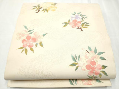 平和屋着物●全通柄袋帯 唐織 枝花文 正絹 逸品 CABC5571hy
