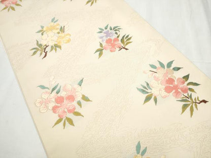平和屋着物●全通柄袋帯 唐織 枝花文 正絹 逸品 CABC5571hy