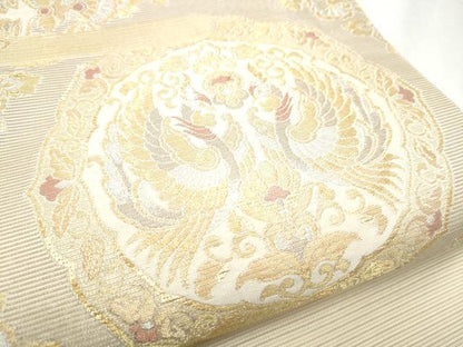平和屋着物●六通柄袋帯 霞取唐花龍目文 金糸 正絹 逸品 CABC5572hy