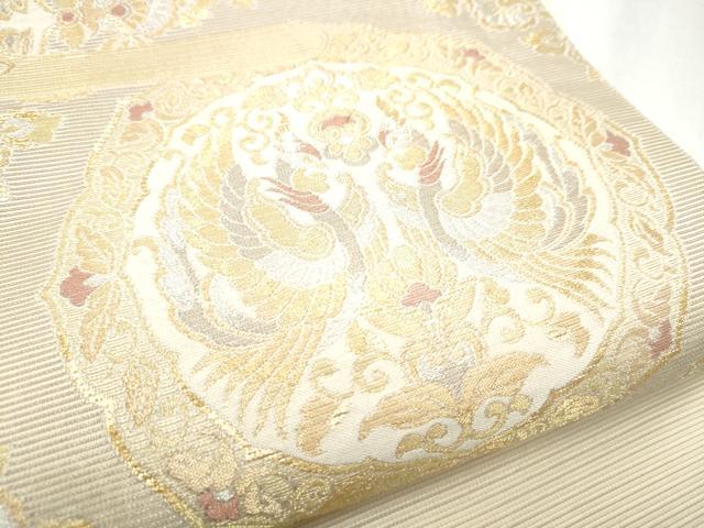 平和屋着物●六通柄袋帯 霞取唐花龍目文 金糸 正絹 逸品 CABC5572hy