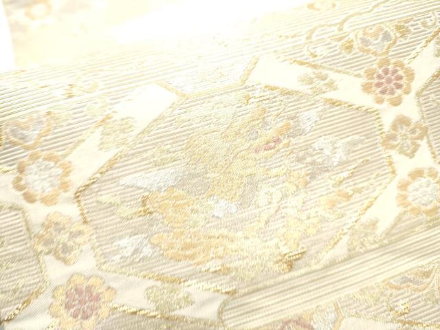 平和屋着物●六通柄袋帯 霞取唐花龍目文 金糸 正絹 逸品 CABC5572hy