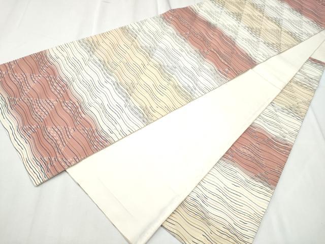 平和屋着物●六通柄袋帯 市楽波筏織 鱗文様 正絹 逸品 CABC5579hy