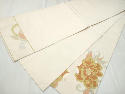 平和屋着物●爪掻き本綴れ 太鼓柄袋帯 花唐草文 金銀糸 正絹 逸品 CABC5580hy