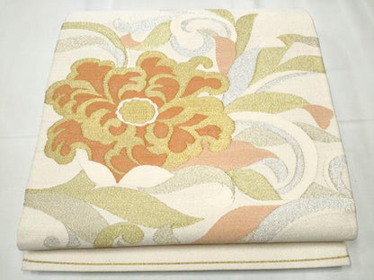 平和屋着物●爪掻き本綴れ 太鼓柄袋帯 花唐草文 金銀糸 正絹 逸品 CABC5580hy