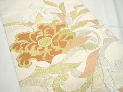 平和屋着物●爪掻き本綴れ 太鼓柄袋帯 花唐草文 金銀糸 正絹 逸品 CABC5580hy