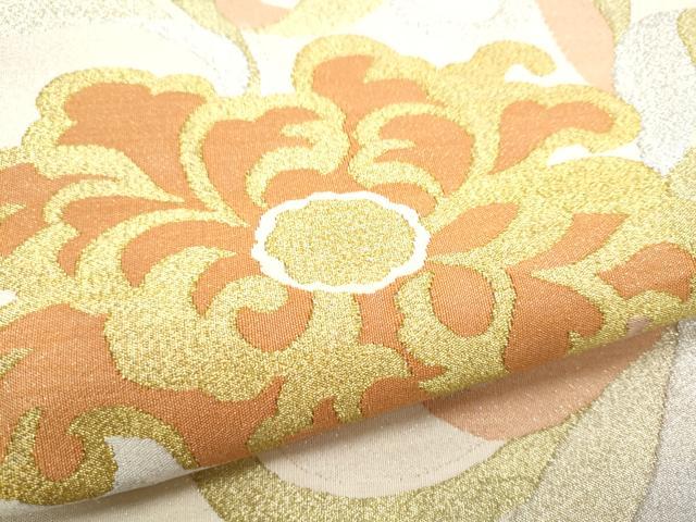 平和屋着物●爪掻き本綴れ 太鼓柄袋帯 花唐草文 金銀糸 正絹 逸品 CABC5580hy