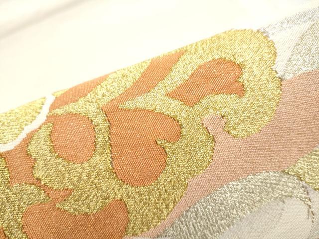平和屋着物●爪掻き本綴れ 太鼓柄袋帯 花唐草文 金銀糸 正絹 逸品 CABC5580hy