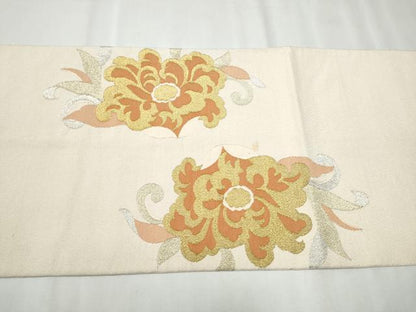 平和屋着物●爪掻き本綴れ 太鼓柄袋帯 花唐草文 金銀糸 正絹 逸品 CABC5580hy