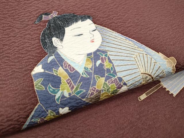 平和屋着物●友禅作家 茂野大生 太鼓柄袋帯 童子遊び 金彩 正絹 逸品 CABC5581hy
