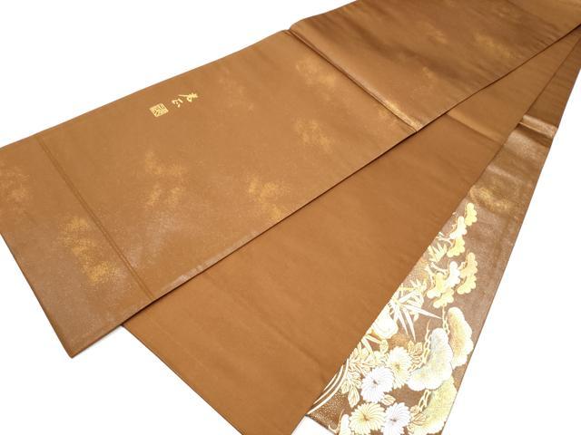 平和屋着物●金彩友禅 卓越技能者・名工・和田光正 太鼓柄袋帯 松竹梅風景文 金銀彩 正絹 逸品 CABC5582hy