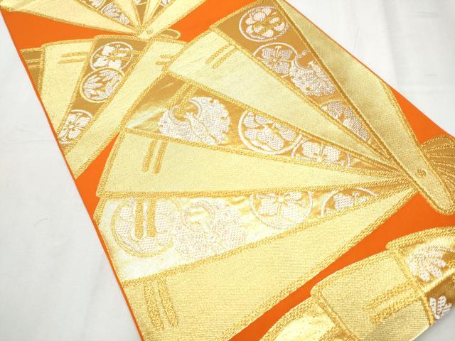平和屋着物●西陣 川島織物 六通柄 本袋帯 桧扇鳳凰花丸文 金銀糸 正絹 逸品 未使用 CABC5584hy