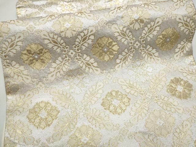 平和屋着物●六通柄袋帯　七宝花文　金糸　正絹　逸品　CABC5589hy