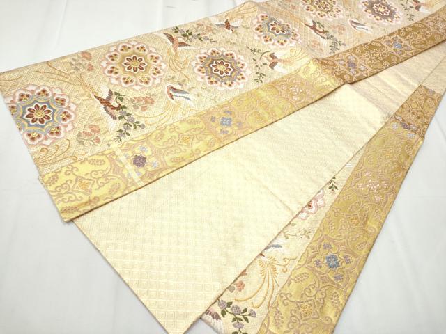 平和屋着物●佐賀錦 六通柄袋帯 唐織 正倉院花喰鳥 金糸 正絹 逸品 CABC5590hy