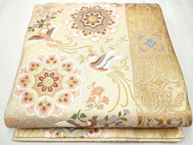 平和屋着物●佐賀錦 六通柄袋帯 唐織 正倉院花喰鳥 金糸 正絹 逸品 CABC5590hy
