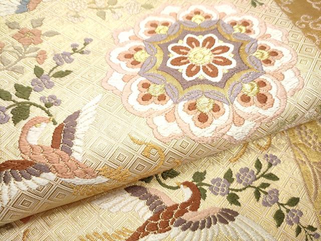 平和屋着物●佐賀錦 六通柄袋帯 唐織 正倉院花喰鳥 金糸 正絹 逸品 CABC5590hy